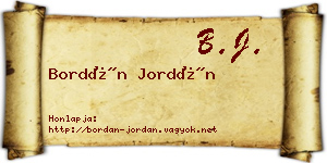 Bordán Jordán névjegykártya